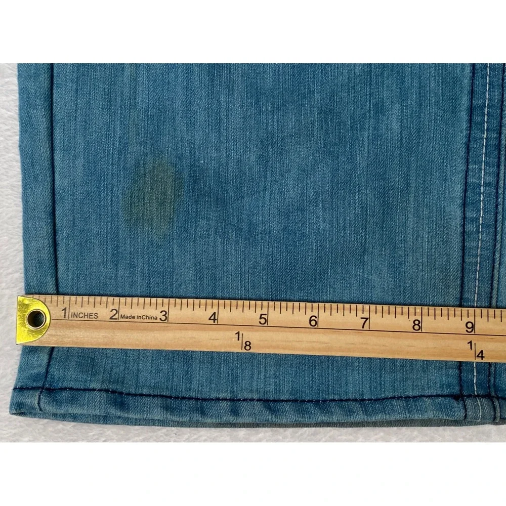 Halifax Mens Straight Leg Jeans Light Blue‎ Denim 38W 34L Embroidered Pockets
